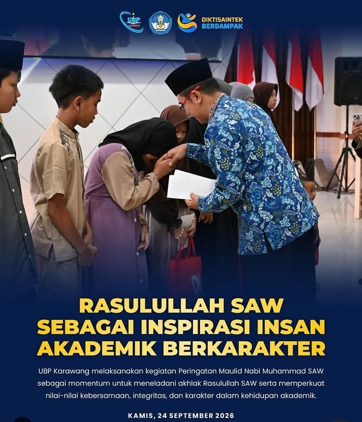 Universitas Buana Perjuangan (UBP) Karawang memperingati Maulid Nabi Muhammad SAW pada Kamis (24/9/2026)