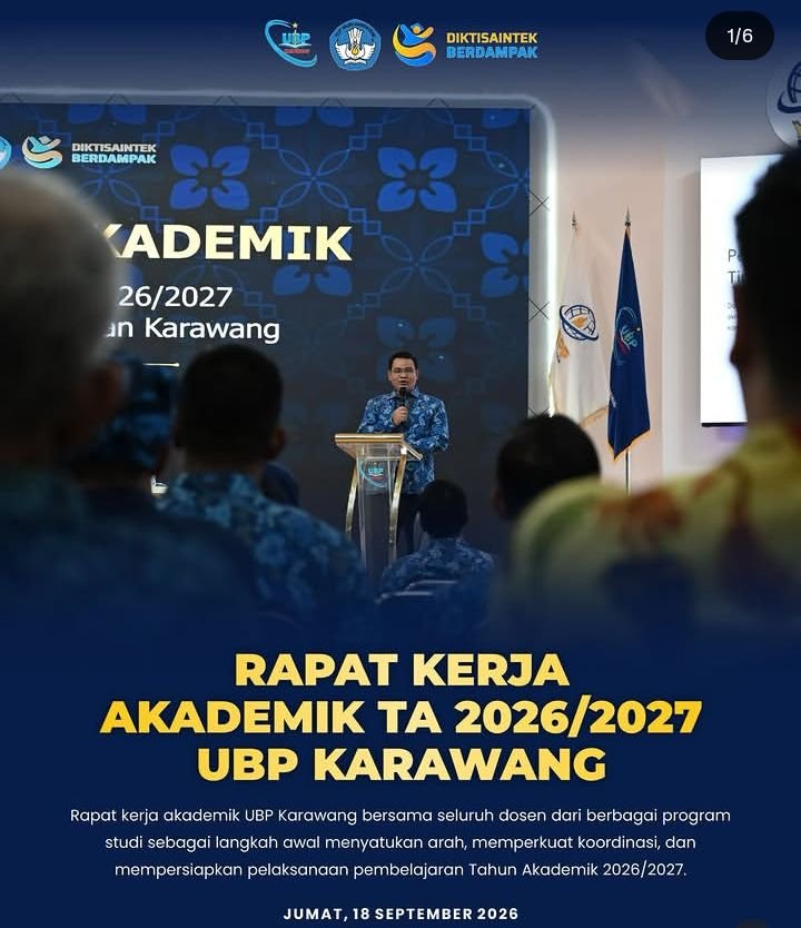 Universitas Buana Perjuangan (UBP) Karawang menggelar Rapat Kerja Akademik Tahun Akademik 2026/2027 pada Jumat (18/9/2026).